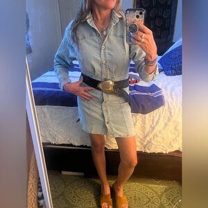 FREE PEOPLE Amber Denim dress Sz 4. Fits L NWT